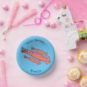 Rosa-Happy-Tintenfisch-Cartoon-Abbildung Pappteller (Party)