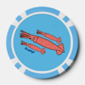 Rosa-Happy-Tintenfisch-Cartoon-Abbildung Pokerchips (Rückseite)