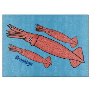 Rosa-Happy-Tintenfisch-Cartoon-Abbildung Schneidebrett