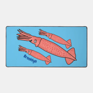Rosa-Happy-Tintenfisch-Cartoon-Abbildung Schreibtischunterlage
