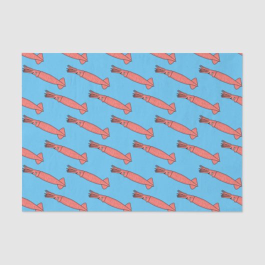 Rosa-Happy-Tintenfisch-Cartoon-Abbildung Seidenpapier (Vorderseite)