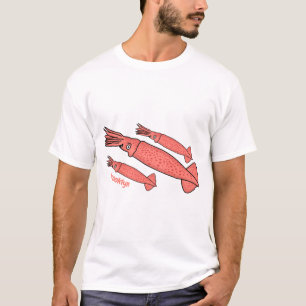 Rosa-Happy-Tintenfisch-Cartoon-Abbildung T-Shirt