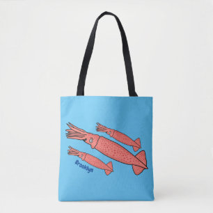 Rosa-Happy-Tintenfisch-Cartoon-Abbildung Tasche
