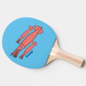 Rosa-Happy-Tintenfisch-Cartoon-Abbildung Tischtennis Schläger (Seitenansicht)