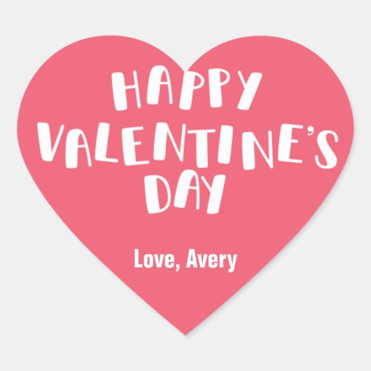 Rosa-Happy-Valentinstag Herz-Aufkleber (Vorderseite)