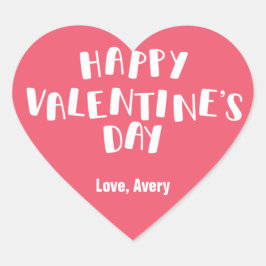 Rosa-Happy-Valentinstag Herz-Aufkleber