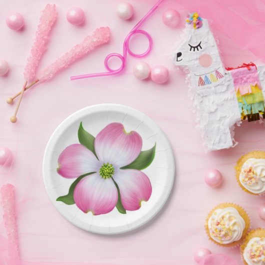 Rosa Hartriegel-Blumen-Teller Pappteller (Party)