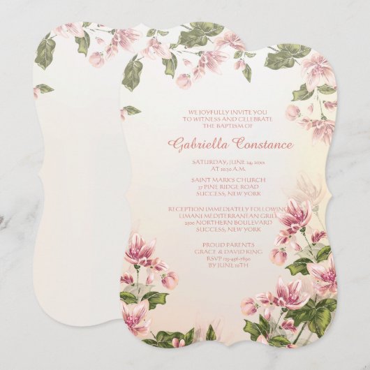 Rosa Hartriegel-Einladung Einladung (Vorne/Hinten)