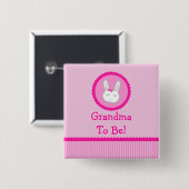 Rosa Häschen "Großmutter, zum Babyparty-Knopf zu Button (Vorne & Hinten)