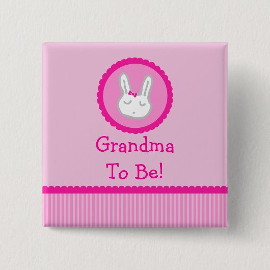Rosa Häschen "Großmutter, zum Babyparty-Knopf zu Button (Vorderseite)