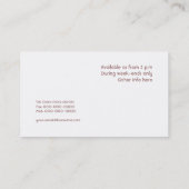 Rosa Häschen Visitenkarte (Rückseite)