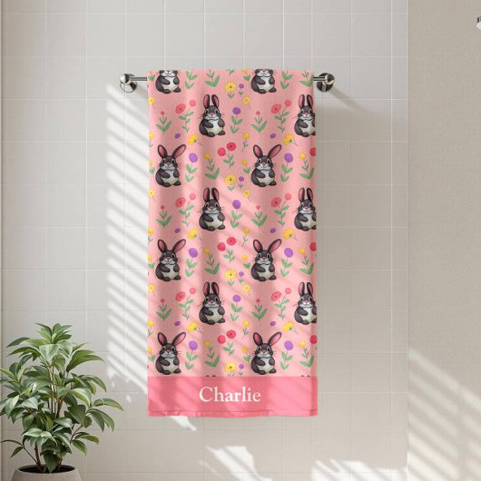 Rosa Hase Kinder Badehandtuch
