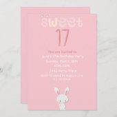 Rosa-Hase, süß siebzehn Brithday Einladung (Vorne/Hinten)