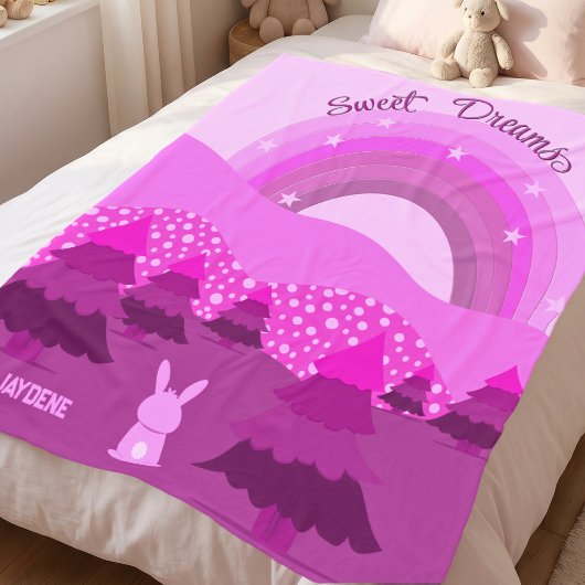 Rosa-Hasen-Bettgeschichte Fleecedecke
