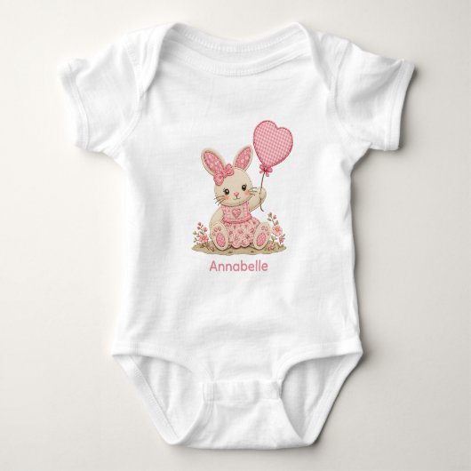 Rosa Hasenballon Baby Strampler (Vorderseite)