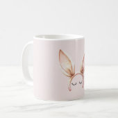 Rosa Hasenohren Wimpern Kaffeetasse (Vorderseite Links)