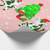 Rosa hässliche Weihnachtsbaumkuh Geschenkpapier (Ecke)