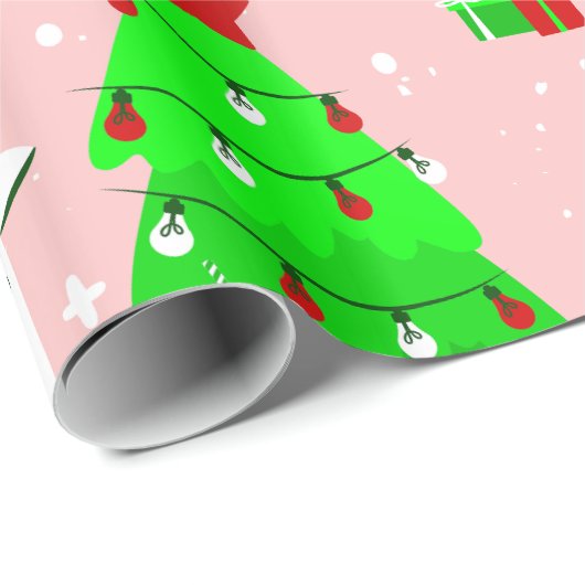 Rosa hässliche Weihnachtsbaumkuh Geschenkpapier (Rolleneckpunkt)