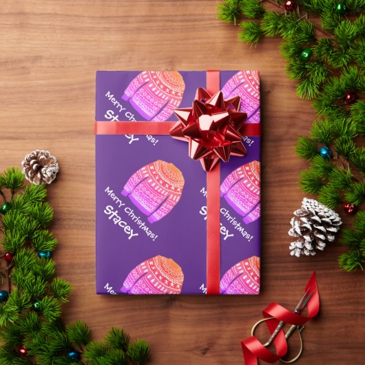 Rosa hässliches Weihnachtspulli-Muster Geschenkpapier (Feiertagsgeschenk)