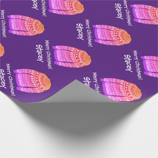 Rosa hässliches Weihnachtspulli-Muster Geschenkpapier (Ecke)