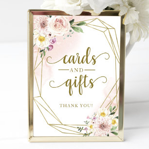 Rosa Hauch Blumen Geometrische Karten Und Geschenk Poster