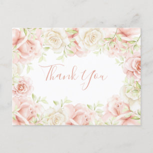 Rosa Hauch Florale Elegante Hochzeits-Dankeskarten Postkarte