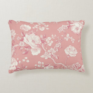 Rosa Hauch Rosa Vintage-Rosen-Toile Floralmuster Dekokissen