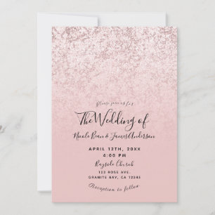 Rosa Hauch Roségold Glitter Marmor Glam Hochzeit Einladung