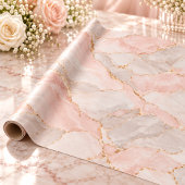 Rosa Hauch & Silber Kintsugi Geschenkpapier