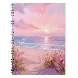 Rosa Hauch Strand Sonnenuntergang Pastell Aquarell Notizblock