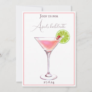 Rosa Hauch und Aubergine klassischer Cocktail Einladung