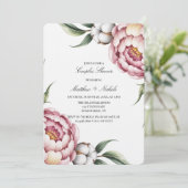 Rosa Hauch und Baumwolle Brautpaar Dusche Einladung (Stehend Vorderseite)