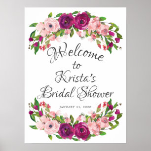 Rosa Hauch und Marsala Blumen Hochzeitsdusche Will Poster