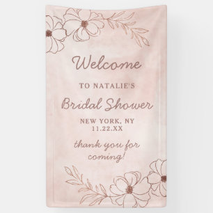 Rosa Hauch und Rosen Goldfolie Brautparty Begrüßun Banner