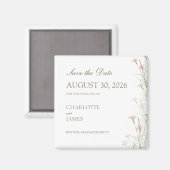 Rosa Hauch-Wildblumen-Hochzeit-Save-the-Date Magnet (Vorderseite/Rückseite)