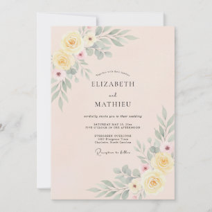 Rosa Hauchdünne Serene Frühlingshochzeit Einladung