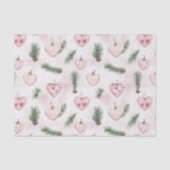Rosa Hauchende Herzen Weihnachtskiefernzapfen Seidenpapier (Vorderseite)