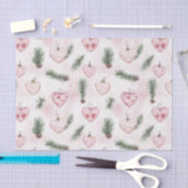 Rosa Hauchende Herzen Weihnachtskiefernzapfen Seidenpapier (Handwerk)