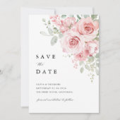 Rosa Hauchige Rosen-Hochzeit Save The Date (Vorderseite)