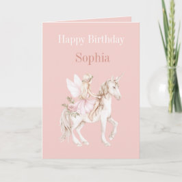 Rosa Hauchiges Feenflügel-Kleid Einhorn Geburtstag Karte