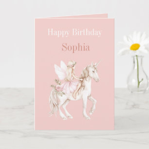 Rosa Hauchiges Feenflügel-Kleid Einhorn Geburtstag Karte