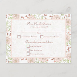 Rosa Hauchrosa Hochzeit Vintage RSVP Feiertagspostkarte