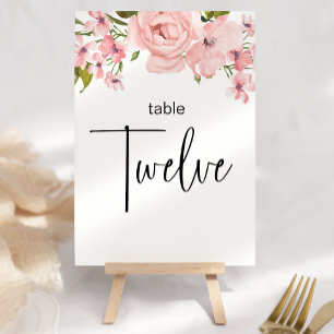 Rosa Hauchrosa Rosen Florale Hochzeit Tischnummer