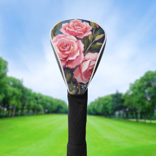 Rosa Hauchrosa Rosenstrauß Gemalt Golf Headcover