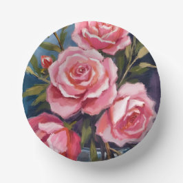 Rosa Hauchrosa Rosenstrauß Malerei Pappteller