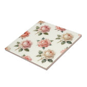 Rosa Hauchrosa Vintage-Blumenmuster Fliese (Seite)