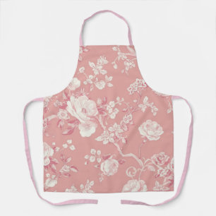 Rosa Hauchrosa Vintage-Rosen-Toile-Blumenmuster Schürze