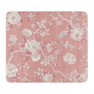 Rosa Hauchrosa Vintage-Rosen-Toile Floralmuster Schneidebrett