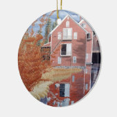 Rosa Haus im Herbst Keramik Ornament (Links)