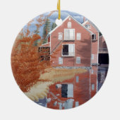 Rosa Haus im Herbst Keramik Ornament (Hinten)